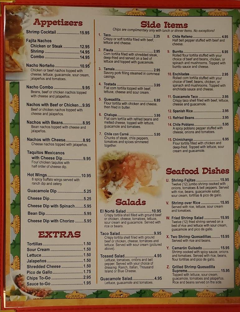 El Norte Mexican Restaurant Menu image 2